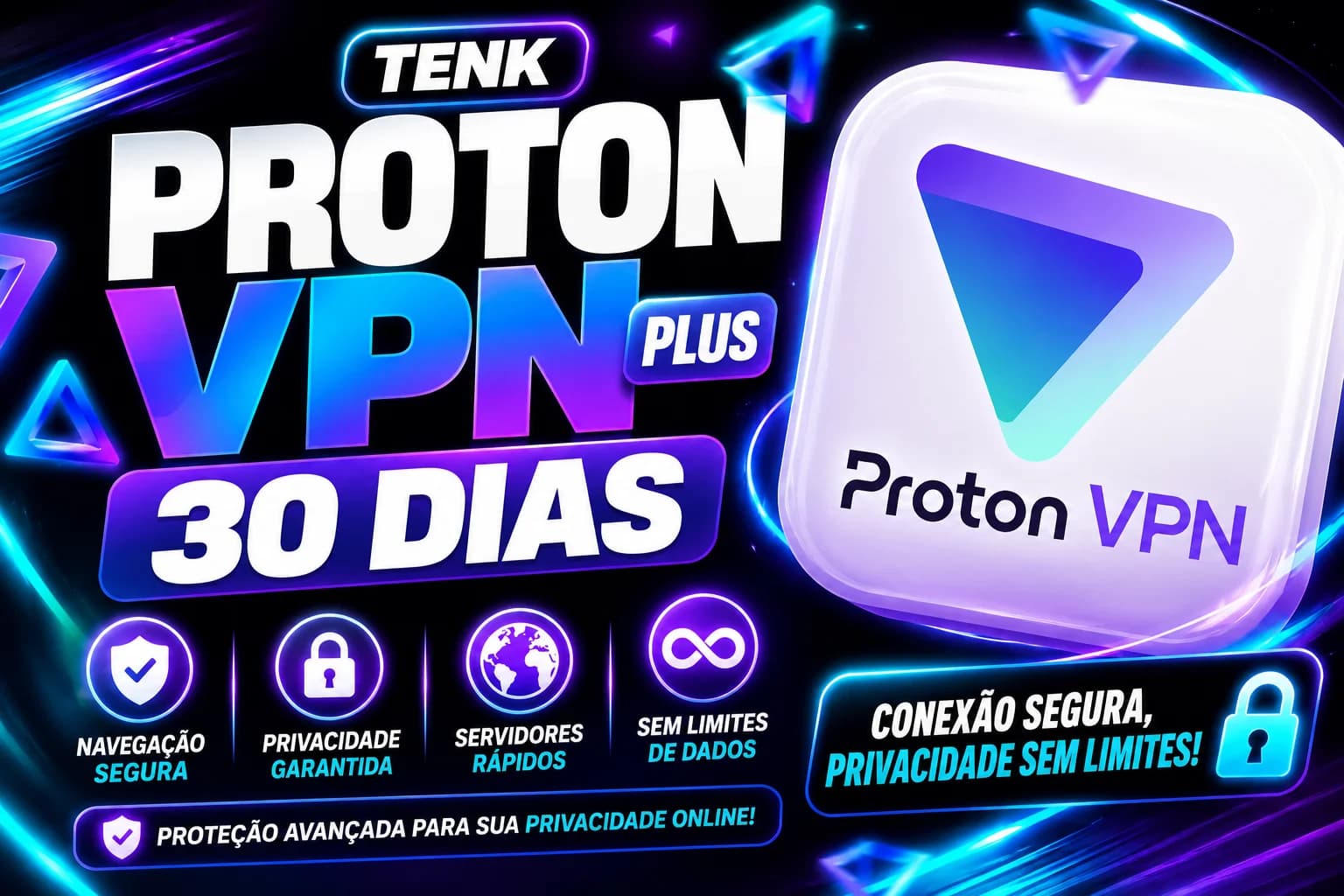 Proton VPN Plus 30 Dias | Conta Privada ou Compartilhada | Entrega Rápida
